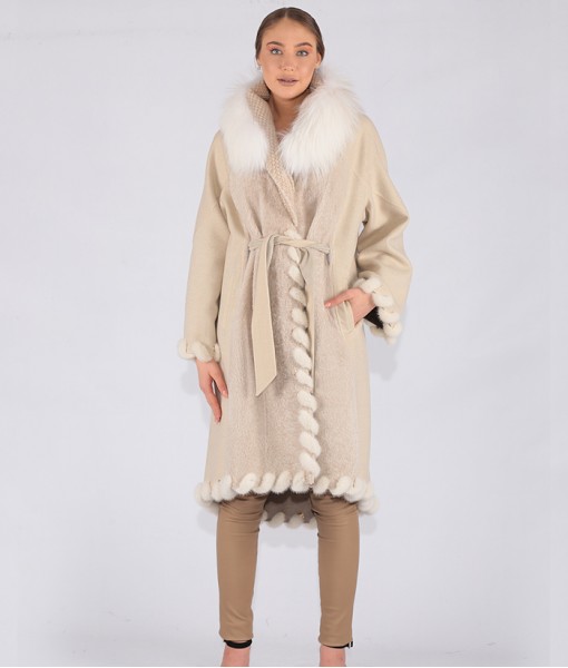 Luxury Cashmere Coat with Mink